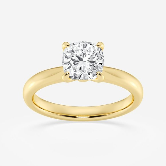 1 1/2 ctw Cushion Lab Grown Diamond Petite Solitaire Engagement Ring - Picture 3 of 6